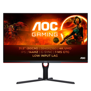 AOC G3 U32G3X BK LED display 80 cm (31.5") 3840 x 2160 pixels 4K Ultra HD Preto, Vermelho