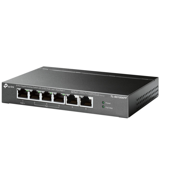 TP-Link TL-SG1006PP switch de rede Não-gerido Gigabit Ethernet (10 100 1000) Power over Ethernet (PoE) Cinzento