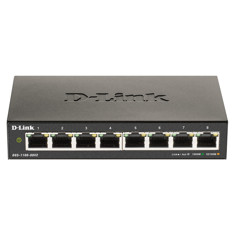 D-Link DGS-1100-08V2 Gerido L2 Gigabit Ethernet (10 100 1000) Preto