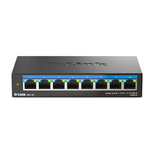 D-Link DMS-108 Não-gerido L2 2.5G Ethernet (100 1000 2500) Preto D-Link DMS-108 Não-gerido L2 2.5G Ethernet (100 1000 2500) Preto