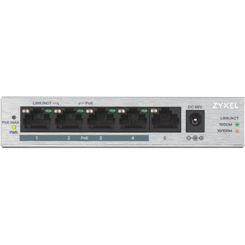 Zyxel GS1005HP Não-gerido Gigabit Ethernet (10 100 1000) Power over Ethernet (PoE) Prateado Zyxel GS1005HP Não-gerido Gigabit Ethernet (10 100 1000) Power over Ethernet (PoE) Prateado