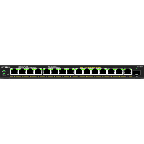NETGEAR 16-Port High-Power PoE+ Gigabit Ethernet Plus Switch (231W) with 1 SFP port (GS316EPP) Gerido Gigabit Ethernet NETGEAR 16-Port High-Power PoE+ Gigabit Ethernet Plus Switch (231W) with 1 SFP port (GS316EPP) Gerido Gigabit Ethernet