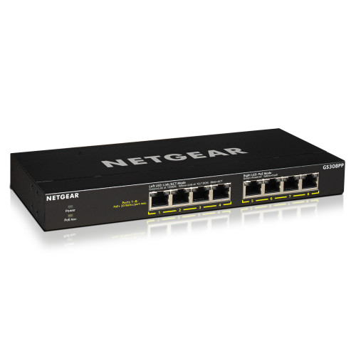 NETGEAR GS308PP Não-gerido Gigabit Ethernet (10 100 1000) Power over Ethernet (PoE) Preto NETGEAR GS308PP Não-gerido Gigabit Ethernet (10 100 1000) Power over Ethernet (PoE) Preto