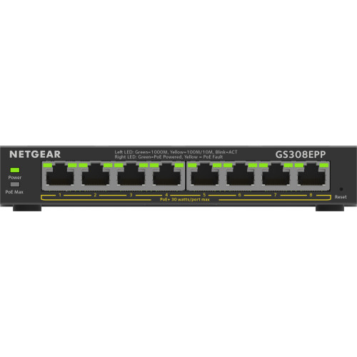 NETGEAR 8-Port Gigabit Ethernet High-Power PoE+ Plus Switch (GS308EPP) Gerido L2 L3 Gigabit Ethernet (10 100 1000) Power over NETGEAR 8-Port Gigabit Ethernet High-Power PoE+ Plus Switch (GS308EPP) Gerido L2 L3 Gigabit Ethernet (10 100 1000) Power over