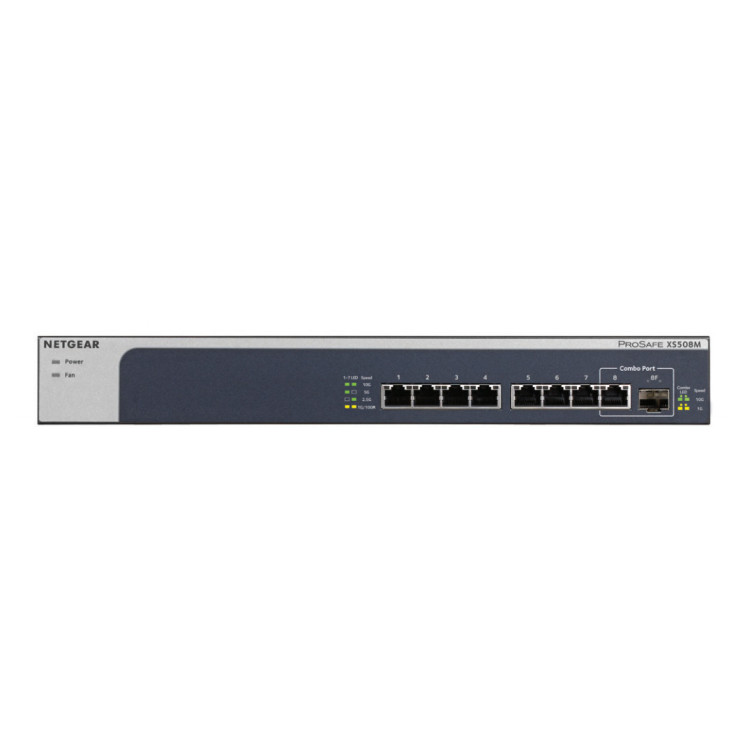 NETGEAR XS508M Não-gerido 10G Ethernet (100 1000 10000) Cinzento, Prateado
