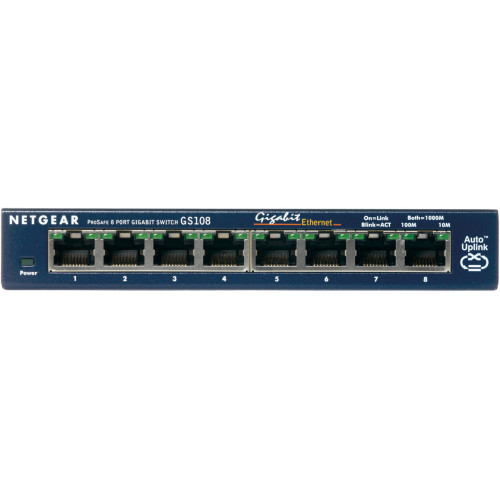 NETGEAR GS108GE switch de rede Não-gerido Gigabit Ethernet (10 100 1000) Azul NETGEAR GS108GE switch de rede Não-gerido Gigabit Ethernet (10 100 1000) Azul