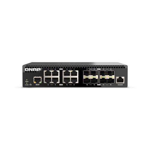 QNAP QSW-M3216R-8S8T switch de rede Gerido L2 L3 10G Ethernet (100 1000 10000) 1U Preto QNAP QSW-M3216R-8S8T switch de rede Gerido L2 L3 10G Ethernet (100 1000 10000) 1U Preto