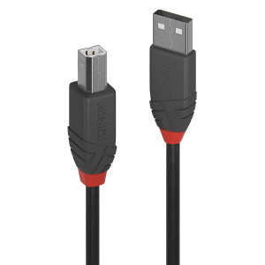 Lindy 36677 cabo USB USB 2.0 10 m USB A USB B Preto, Cinzento, Vermelho