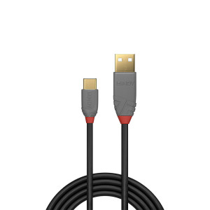 Lindy 36886 cabo USB USB 2.0 1 m USB A USB C Preto, Cinzento 2