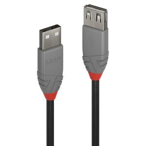 Lindy 36701 cabo USB USB 2.0 0,5 m USB A Preto, Cinzento
