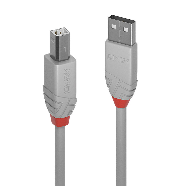 Lindy 36683 cabo USB USB 2.0 2 m USB A USB B Cinzento