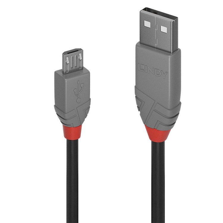 Lindy 36731 cabo USB USB 2.0 0,5 m USB A Micro-USB B Preto, Cinzento