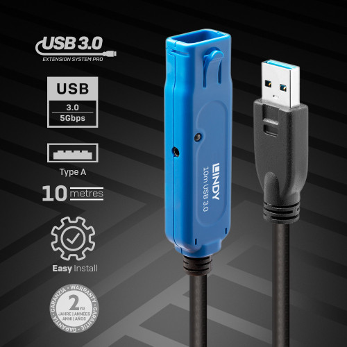 Lindy 43158 cabo USB USB 3.2 Gen 1 (3.1 Gen 1) 8 m USB A Preto Lindy 43158 cabo USB USB 3.2 Gen 1 (3.1 Gen 1) 8 m USB A Preto