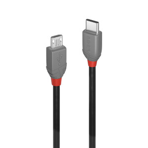 Lindy 36892 cabo USB USB 2.0 2 m USB C Micro-USB B Preto, Cinzento