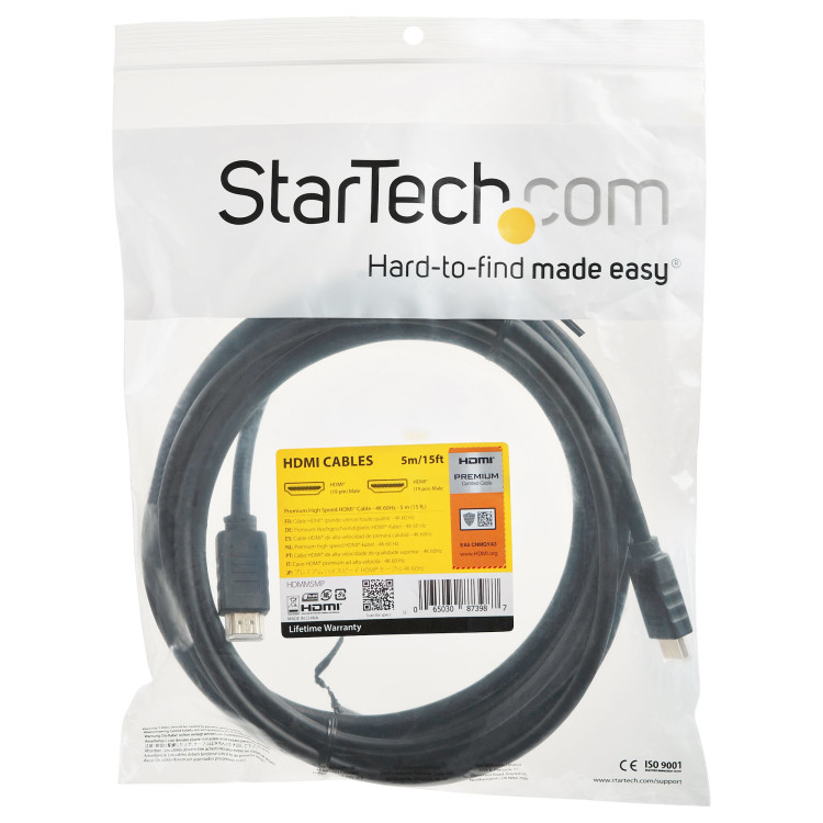StarTech.com HDMM5MP cabo HDMI 5 m HDMI Type A (Standard) Preto