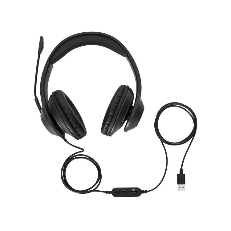 Targus AEH102GL auscultador Auscultadores Com fios Fita de cabeça Chamadas Música USB Type-A Preto