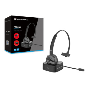 Conceptronic POLONA03BDA auscultador Auscultadores Sem fios Fita de cabeça Escritório Call center Bluetooth Suporte de 2