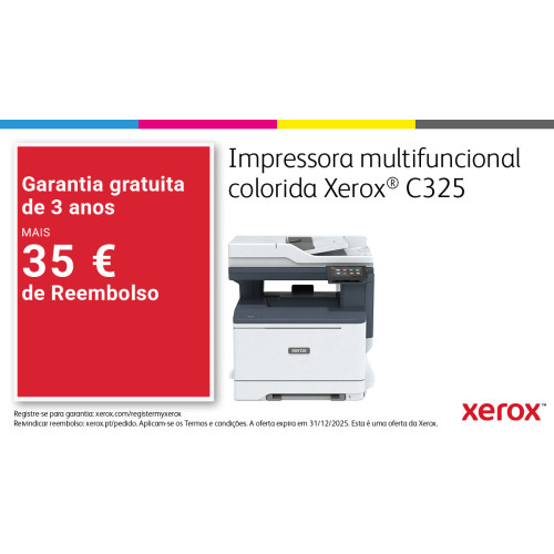 Xerox C325 A4 33ppm sem fios Duplex Cópia Impressão Digitalização Fax PS3 PCL5e 6 2 bandejas 251 folhas Xerox C325 A4 33ppm sem fios Duplex Cópia Impressão Digitalização Fax PS3 PCL5e 6 2 bandejas 251 folhas