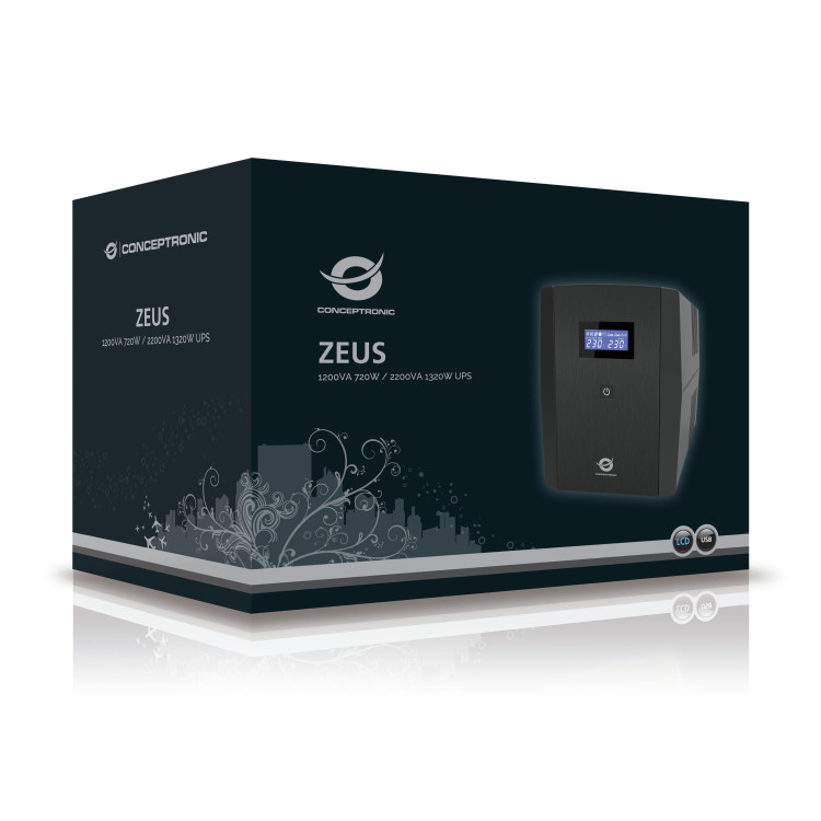 Conceptronic ZEUS03EM UPS Linha interativa 1,2 kVA 720 W 5 tomada(s) CA