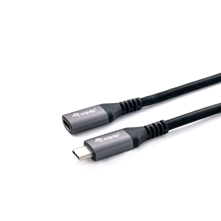 Equip 128370 Cabo de extensão USB 3.2 Gen 2 C para C, M F, 0,5 m, 4K 60 Hz, 10 Gbps, preto