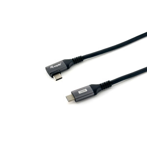 Equip 128891 Cabo USB 2.0 C para C com ângulo de 90°, M M, 1,0 m, PD 100 W, preto 2