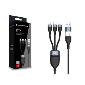 Conceptronic ETTA05B15 cabo USB USB 2.0 1,5 m USB C USB C Micro-USB B Lightning Preto 2