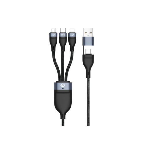 Conceptronic ETTA06B15 cabo USB USB 2.0 1,5 m USB C USB C Micro-USB B Lightning Preto
