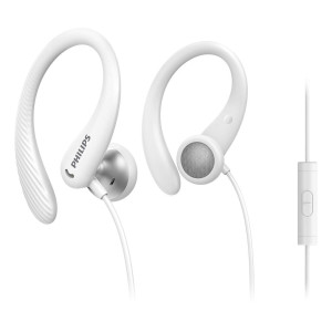 Philips TAA1105WT 00 auscultador Auscultadores Com fios Gancho de orelha, Intra-auditivo Desportos Branco