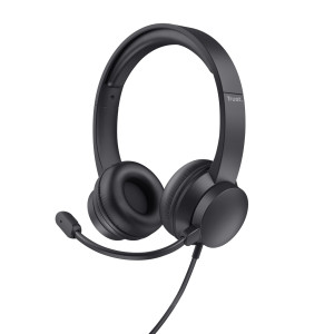 Trust HS-201 Auscultadores Com fios Fita de cabeça Escritório Call center USB Type-A Preto