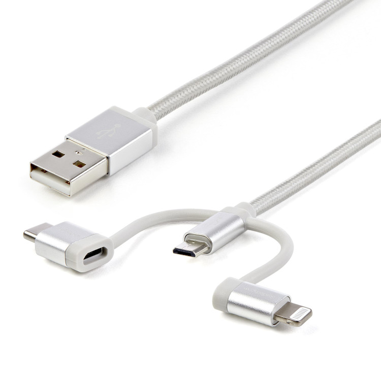 StarTech.com LTCUB1MGR cabo USB USB 2.0 1 m USB A Micro-USB B Prateado