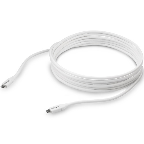 StarTech.com Cabo USB-C para USB-C com 5A PD - M M - Branco - 4 m - USB 2.0 - Certificação USB-IF StarTech.com Cabo USB-C para USB-C com 5A PD - M M - Branco - 4 m - USB 2.0 - Certificação USB-IF