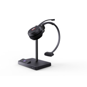 Yealink WH62 Mono Teams Auscultadores Sem fios Fita de cabeça Escritório Call center Micro-USB Suporte de carregamento Preto