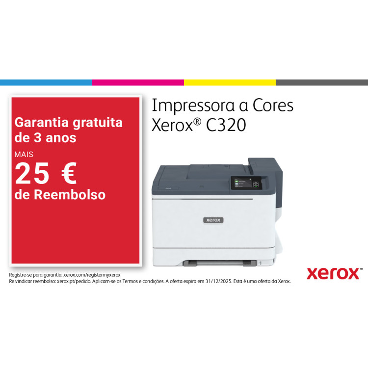 Xerox Impressora Duplex sem Fios C320 A4 33 ppm PS3 PCL5e 6 2 Bandejas Total 251 folhas