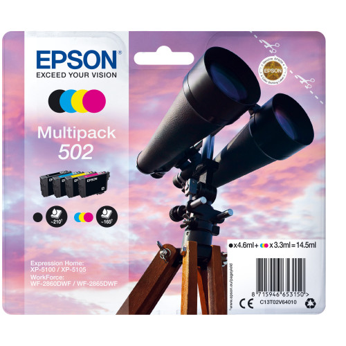Epson 502 tinteiro 1 unidade(s) Original Rendimento padrão Preto, Ciano, Magenta, Amarelo Epson 502 tinteiro 1 unidade(s) Original Rendimento padrão Preto, Ciano, Magenta, Amarelo