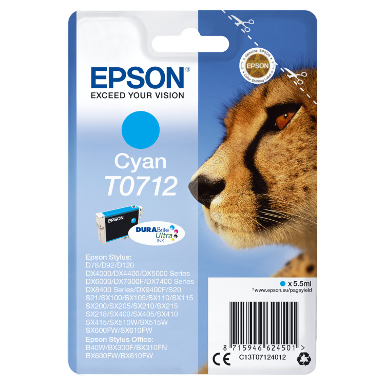 Epson T0712 tinteiro 1 unidade(s) Original Rendimento padrão Ciano