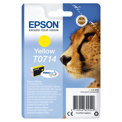Epson T0714 tinteiro 1 unidade(s) Original Rendimento padrão Amarelo Epson T0714 tinteiro 1 unidade(s) Original Rendimento padrão Amarelo