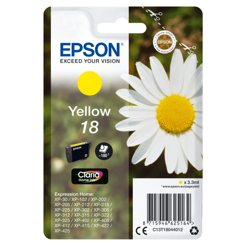 Epson Daisy C13T18044012 tinteiro 1 unidade(s) Original Rendimento padrão Amarelo Epson Daisy C13T18044012 tinteiro 1 unidade(s) Original Rendimento padrão Amarelo