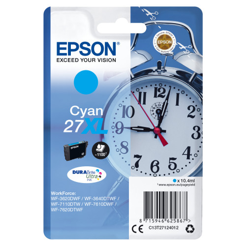 Epson Alarm clock C13T27124012 tinteiro 1 unidade(s) Original Rendimento alto (XL) Ciano Epson Alarm clock C13T27124012 tinteiro 1 unidade(s) Original Rendimento alto (XL) Ciano
