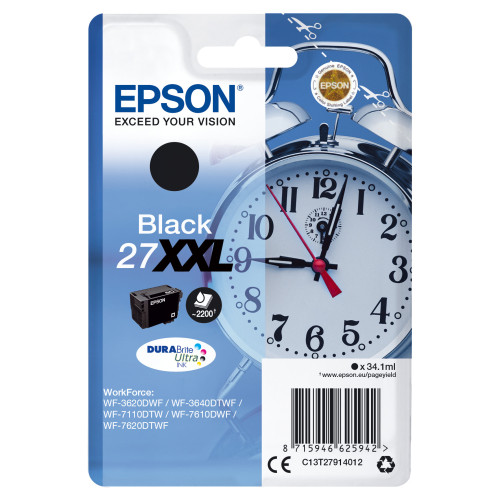 Epson Alarm clock C13T27914012 tinteiro 1 unidade(s) Original Rendimento Extremamente (Super) Alto Preto Epson Alarm clock C13T27914012 tinteiro 1 unidade(s) Original Rendimento Extremamente (Super) Alto Preto