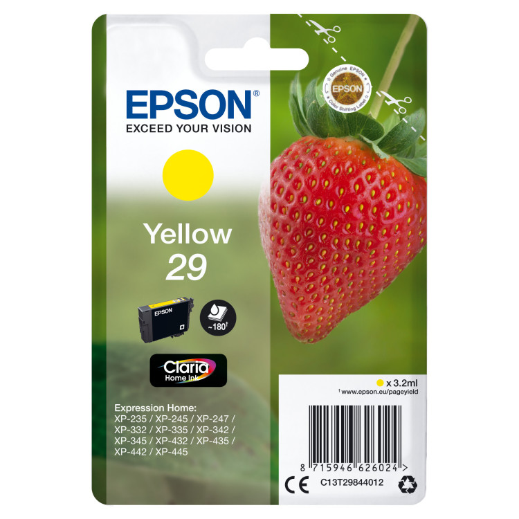 Epson Strawberry C13T29844012 tinteiro 1 unidade(s) Original Rendimento padrão Amarelo