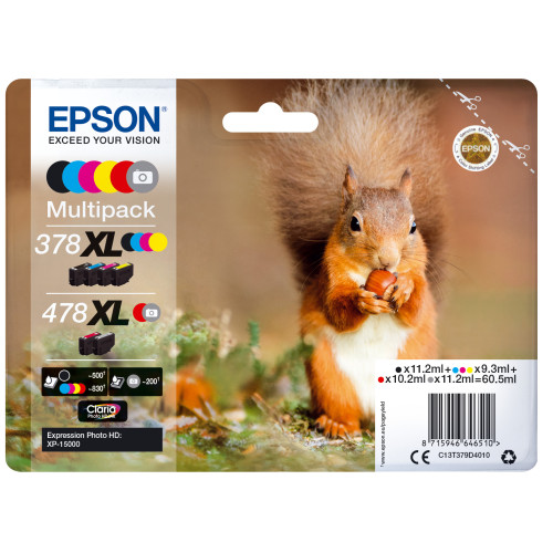 Epson Squirrel 478XL tinteiro 1 unidade(s) Original Rendimento alto (XL) Preto, Ciano, Magenta, Amarelo, Vermelho, Cinzento Epson Squirrel 478XL tinteiro 1 unidade(s) Original Rendimento alto (XL) Preto, Ciano, Magenta, Amarelo, Vermelho, Cinzento