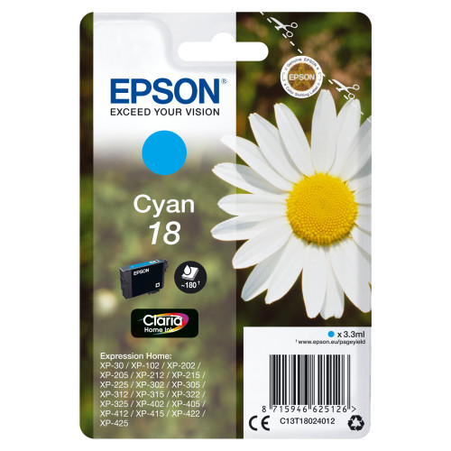 Epson Daisy C13T18024022 tinteiro 1 unidade(s) Original Ciano Epson Daisy C13T18024022 tinteiro 1 unidade(s) Original Ciano