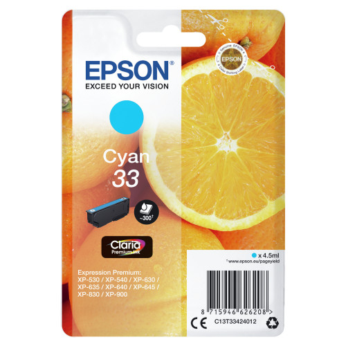 Epson Oranges C13T33424022 tinteiro 1 unidade(s) Original Ciano Epson Oranges C13T33424022 tinteiro 1 unidade(s) Original Ciano