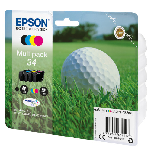 Epson Golf ball C13T34664020 tinteiro 1 unidade(s) Original Rendimento padrão Preto, Ciano, Magenta, Amarelo Epson Golf ball C13T34664020 tinteiro 1 unidade(s) Original Rendimento padrão Preto, Ciano, Magenta, Amarelo