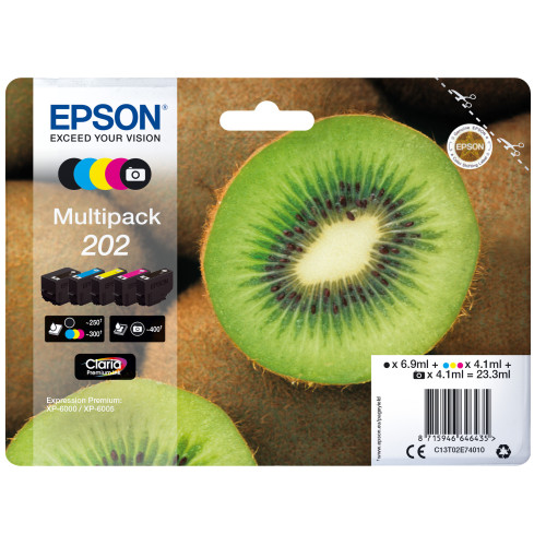 Epson Kiwi 202 tinteiro 1 unidade(s) Original Rendimento padrão Preto, Foto preto, Ciano, Magenta, Amarelo