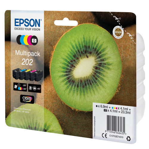 Epson Kiwi 202 tinteiro 1 unidade(s) Original Rendimento padrão Preto, Foto preto, Ciano, Magenta, Amarelo