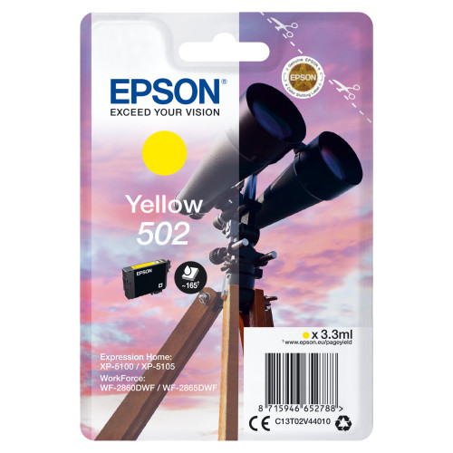 Epson 502 tinteiro 1 unidade(s) Original Rendimento padrão Amarelo Epson 502 tinteiro 1 unidade(s) Original Rendimento padrão Amarelo
