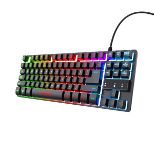 Trust GXT 833 Thado TKL teclado Jogos USB QWERTY Português Preto