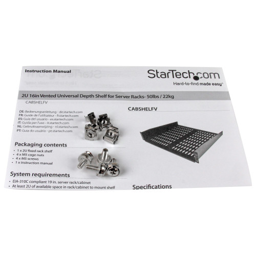 StarTech.com CABSHELFV acessório rack Prateleira StarTech.com CABSHELFV acessório rack Prateleira
