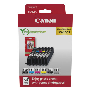 Canon PGI-530 CLI-531 PVP tinteiro 6 unidade(s) Original Preto, Ciano, Cinzento, Magenta, Foto preto, Amarelo